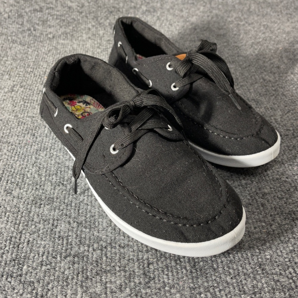*Canvas Casuals Women's Black Lace Boat Shoes Sz 10